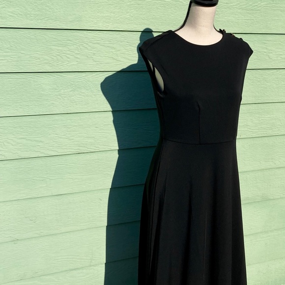 Shoulder Button Matte Jersey Flare Dress - Picture 7 of 16